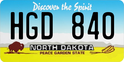 ND license plate HGD840