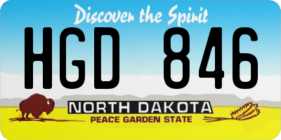 ND license plate HGD846