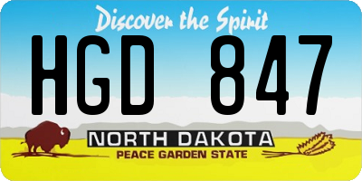 ND license plate HGD847