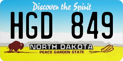 ND license plate HGD849