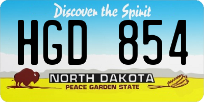 ND license plate HGD854