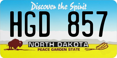 ND license plate HGD857