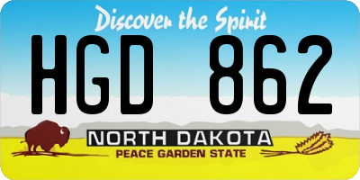 ND license plate HGD862