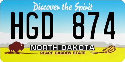 ND license plate HGD874