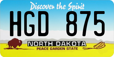 ND license plate HGD875