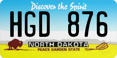 ND license plate HGD876