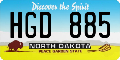 ND license plate HGD885