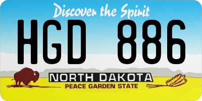 ND license plate HGD886