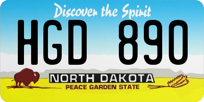 ND license plate HGD890