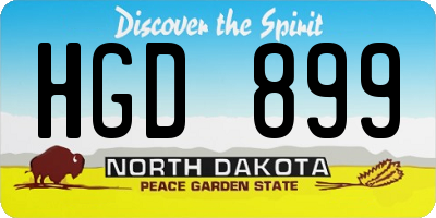 ND license plate HGD899