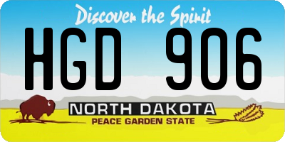 ND license plate HGD906