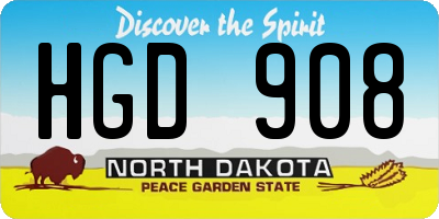 ND license plate HGD908