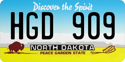 ND license plate HGD909