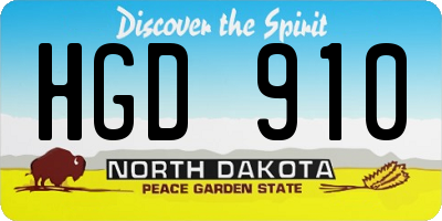 ND license plate HGD910