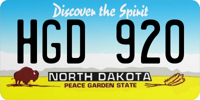 ND license plate HGD920