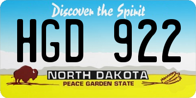 ND license plate HGD922