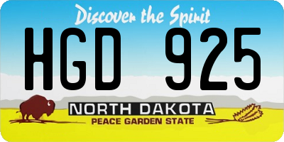 ND license plate HGD925