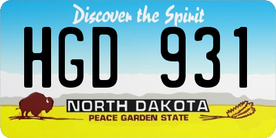 ND license plate HGD931
