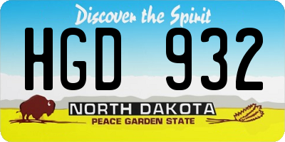 ND license plate HGD932