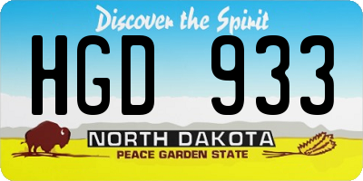 ND license plate HGD933