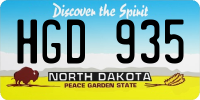 ND license plate HGD935