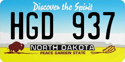 ND license plate HGD937