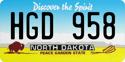 ND license plate HGD958