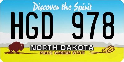 ND license plate HGD978