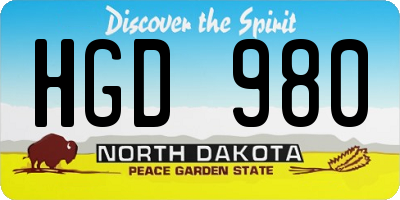 ND license plate HGD980