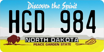 ND license plate HGD984