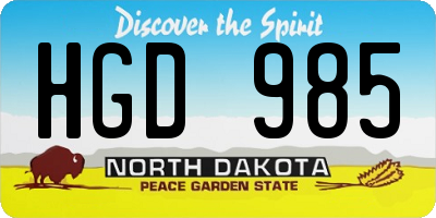 ND license plate HGD985