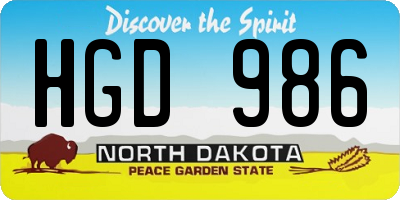 ND license plate HGD986