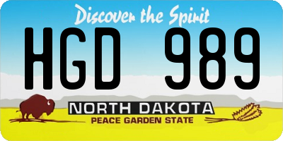 ND license plate HGD989
