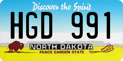 ND license plate HGD991