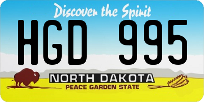 ND license plate HGD995