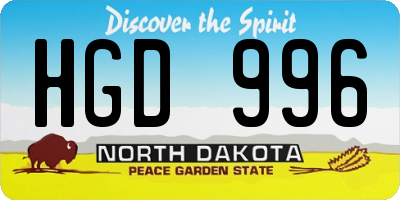 ND license plate HGD996