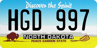 ND license plate HGD997
