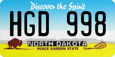 ND license plate HGD998