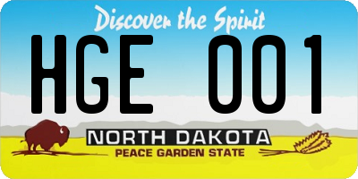 ND license plate HGE001