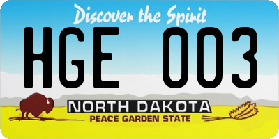 ND license plate HGE003