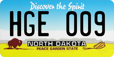 ND license plate HGE009