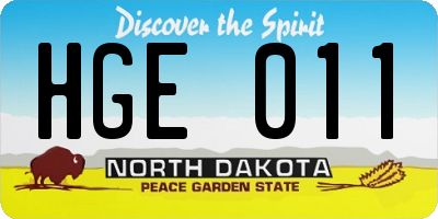 ND license plate HGE011
