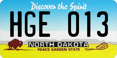 ND license plate HGE013