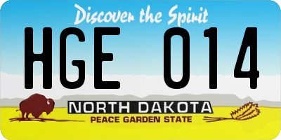 ND license plate HGE014
