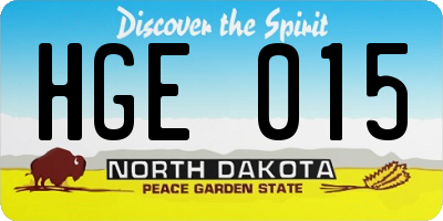 ND license plate HGE015