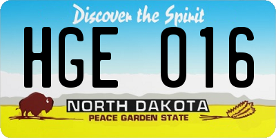 ND license plate HGE016