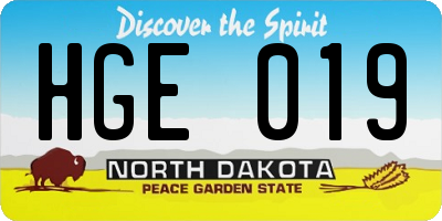 ND license plate HGE019