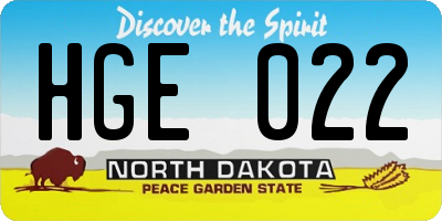 ND license plate HGE022