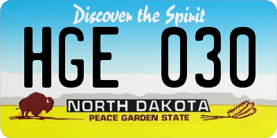 ND license plate HGE030