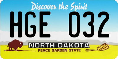 ND license plate HGE032